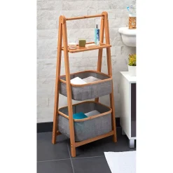 Gifi Aménagement Salle De Bain^Meuble échelle de salle de bain 1 tablette et 2 panières