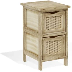 Gifi Rangement|Meuble d'appoint Salomé 2 panières bois et métal 26xH46,5x30cm