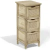 Gifi Rangement|Meuble d'appoint Salomé 3 panières bois et métal 26xH63x30cm