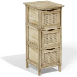 Gifi Rangement|Meuble d'appoint Salomé 3 panières bois et métal 26xH63x30cm
