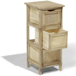 Gifi Rangement|Meuble d'appoint Salomé 3 panières bois et métal 26xH63x30cm