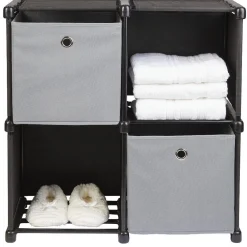 Gifi Rangement|Meuble de rangement 4 casiers avec 2 panières