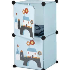 Gifi Rangement|Meuble de rangement bleu motif château pour enfant