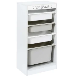Gifi Rangement|Meuble de rangement enfant Tidy 3 bacs bois gris blanc 45x30xH88,5cm