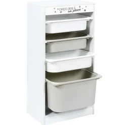 Gifi Rangement|Meuble de rangement enfant Tidy 3 bacs bois gris blanc 45x30xH88,5cm
