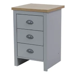 Gifi Rangement|Meuble de rangement Nantes 3 tiroirs en bois gris et naturel