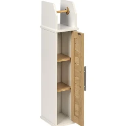 Gifi Equipement Wc^Meuble dérouleur WC mdf blanc naturel