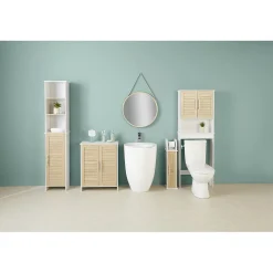 Gifi Equipement Wc^Meuble dérouleur WC mdf blanc naturel