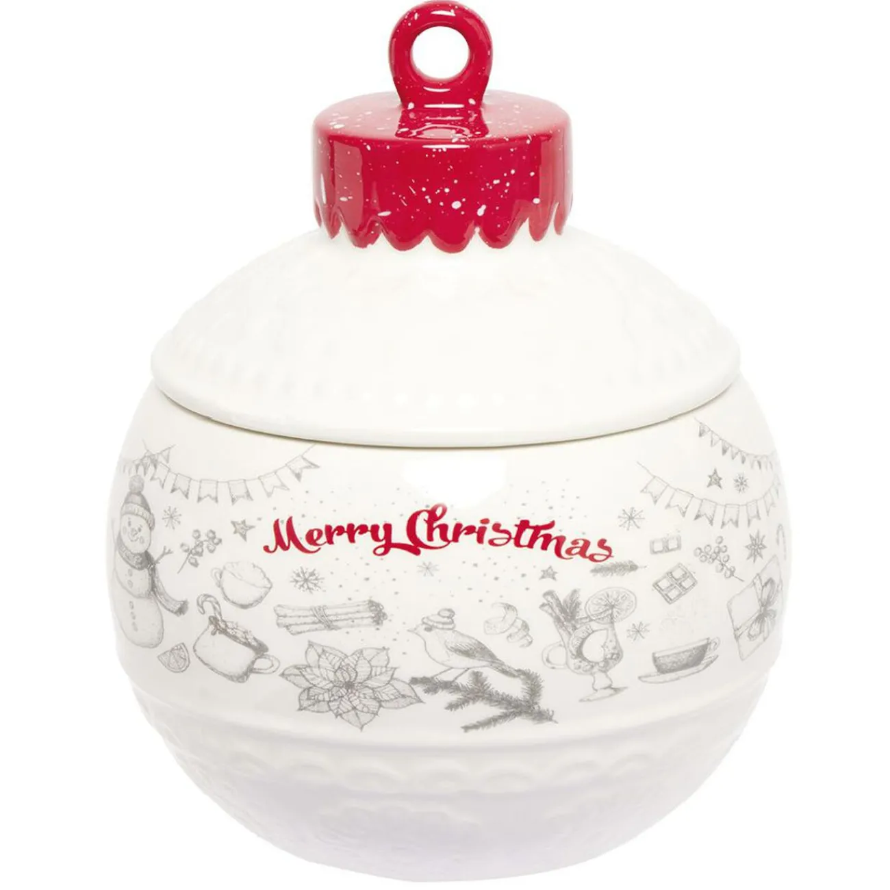 Gifi Mini bonbonnière en céramique décor Noël rouge blanc