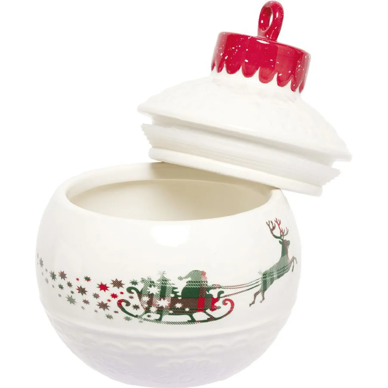 Gifi Mini bonbonnière en céramique décor Noël rouge blanc