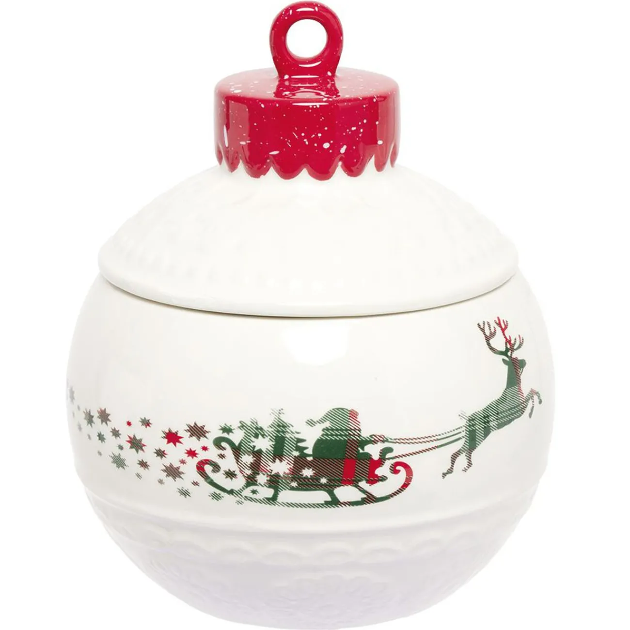 Gifi Mini bonbonnière en céramique décor Noël rouge blanc