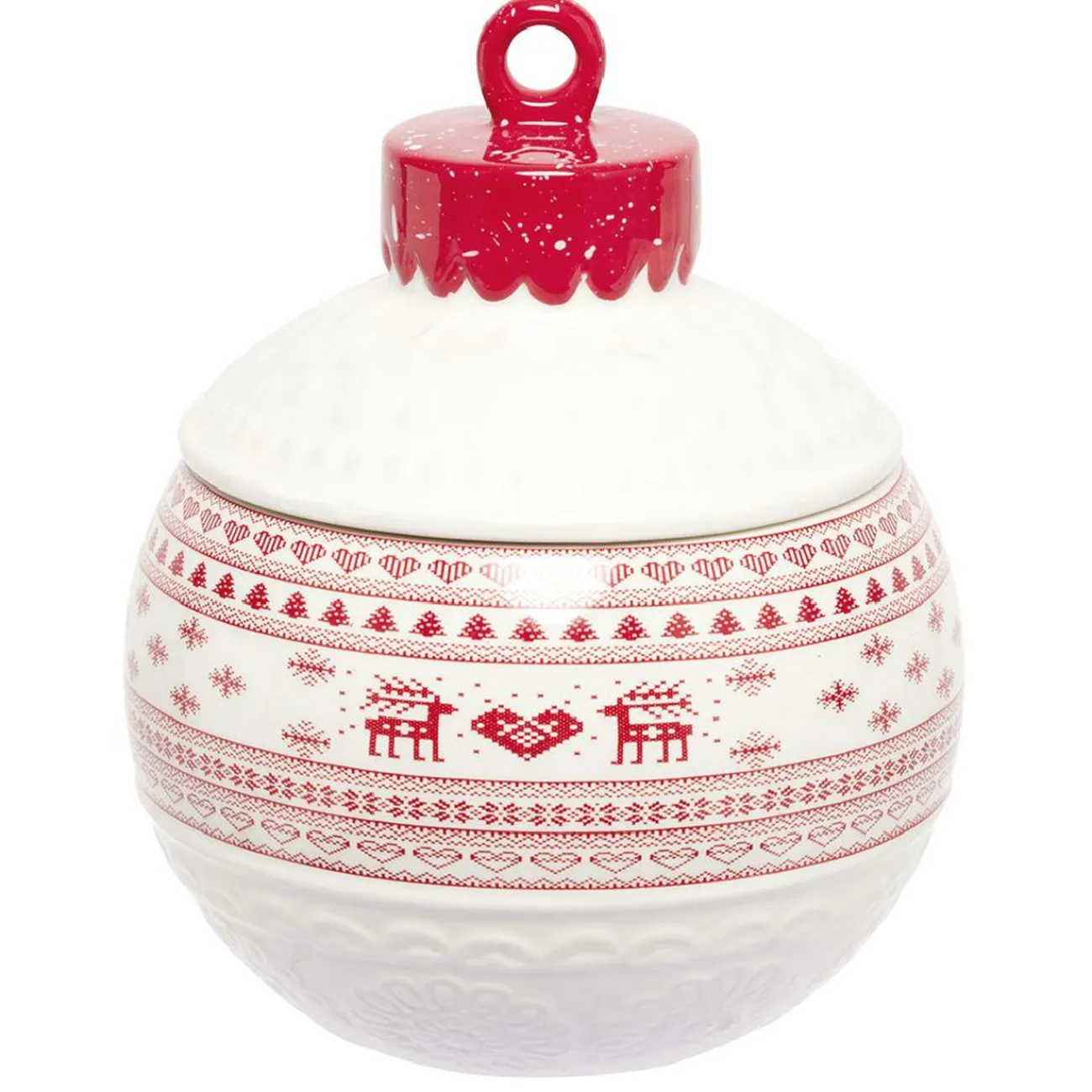 Gifi Mini bonbonnière en céramique décor Noël rouge blanc