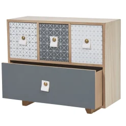 Gifi Rangement|Mini boîte design meuble bleu gris carreaux de ciment