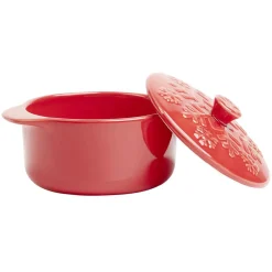 Gifi Mini cocotte en céramique motif flocon rouge x2