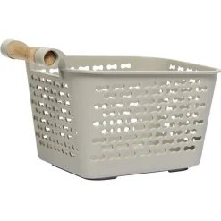 Gifi Rangement|Mini panière en plastique avec poignée bois