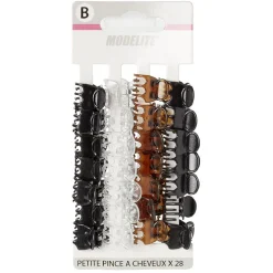 Gifi Beauté^Mini pince plastique noir marron transparent x32