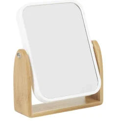 Gifi Aménagement Salle De Bain^Miroir à poser blanc et bambou