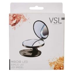 Gifi Aménagement Salle De Bain^Miroir double rétractablesur pied rond noir LED