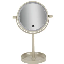 Gifi Aménagement Salle De Bain^Miroir LED rond sur pied gris