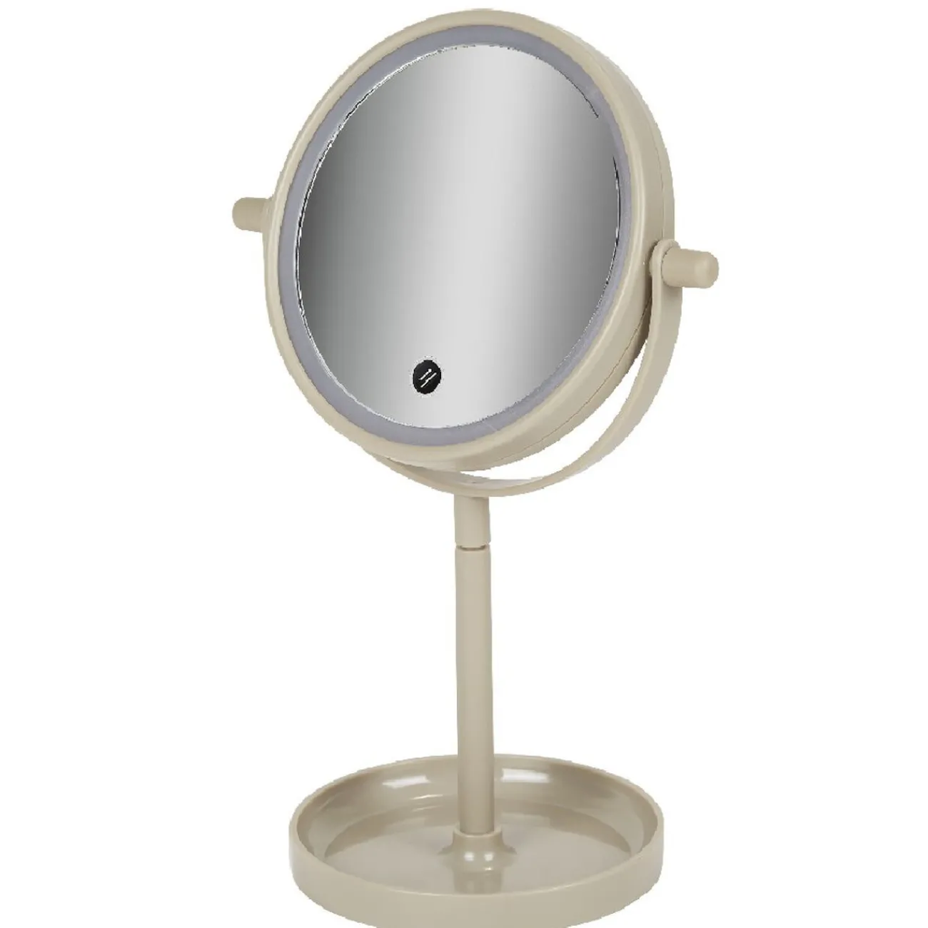 Gifi Aménagement Salle De Bain^Miroir LED rond sur pied gris