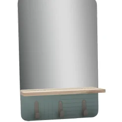 Gifi Aménagement Salle De Bain^Miroir étagère bois naturel 3 patères vert clair
