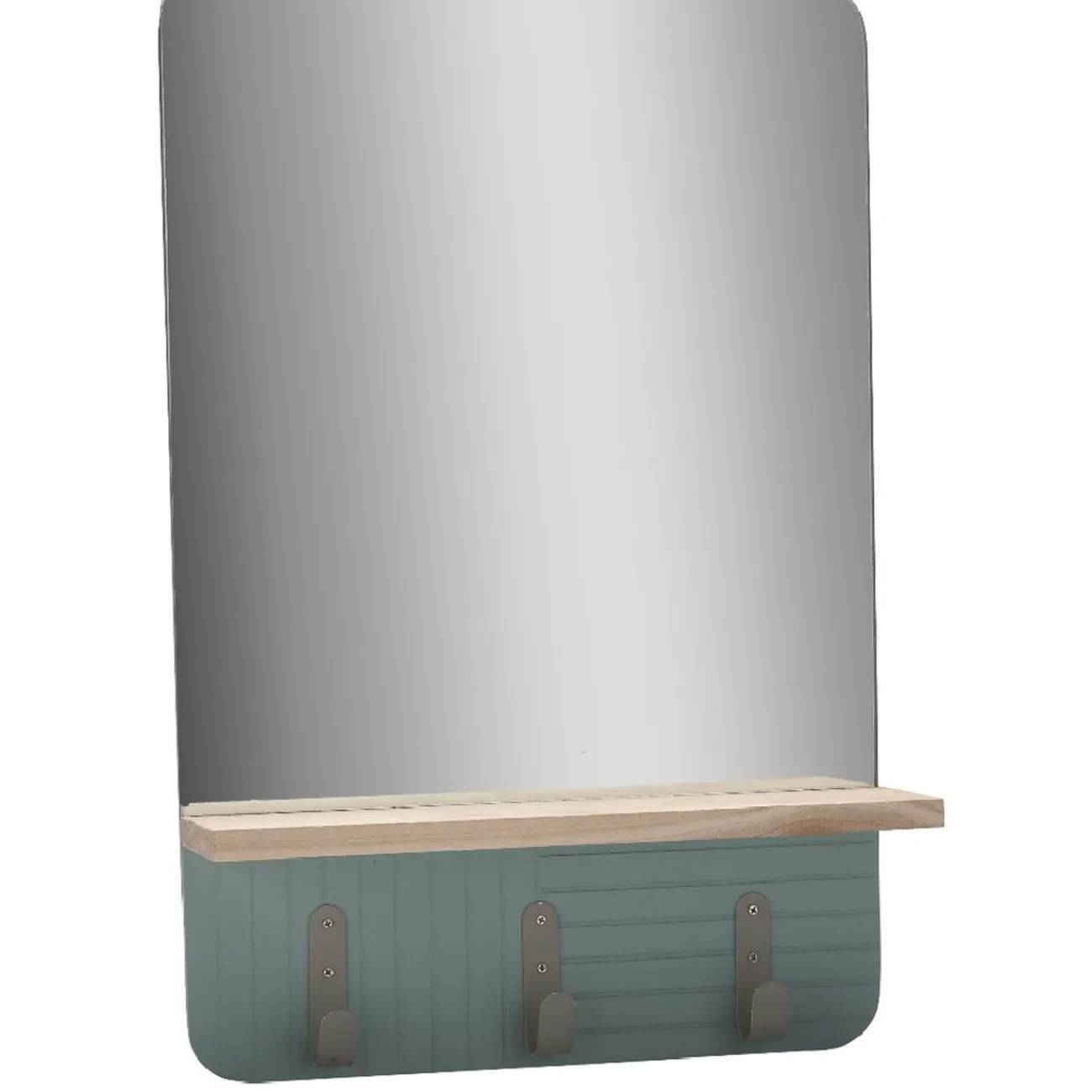 Gifi Aménagement Salle De Bain^Miroir étagère bois naturel 3 patères vert clair