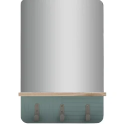 Gifi Aménagement Salle De Bain^Miroir étagère bois naturel 3 patères vert clair