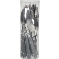 Gifi Ménagère 16 pièces inox manche plastique gris
