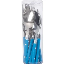Gifi Ménagère 16 pièces inox manche plastique bleu