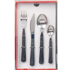 Gifi Ménagère 16 pièces manche effet bois gris foncé