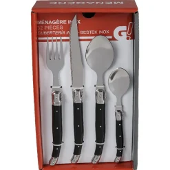 Gifi Ménagère 32 pièces noir et gris chromé