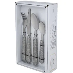 Gifi Ménagère 24 pièces pailleté gris argent