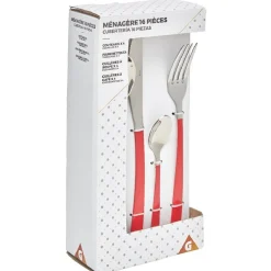 Gifi Ménagère de 16 couverts manche rouge