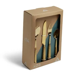 Gifi Ménagère inox doré x16 avec manche effet pigment relief