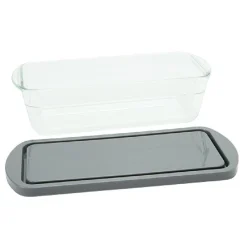 Gifi Moule à cake en verre avec couvercle gris