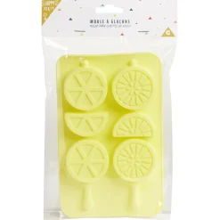 Gifi Moule à glaçon brochette forme citron-silicone jaune 18,3x11,4xH1,5cm