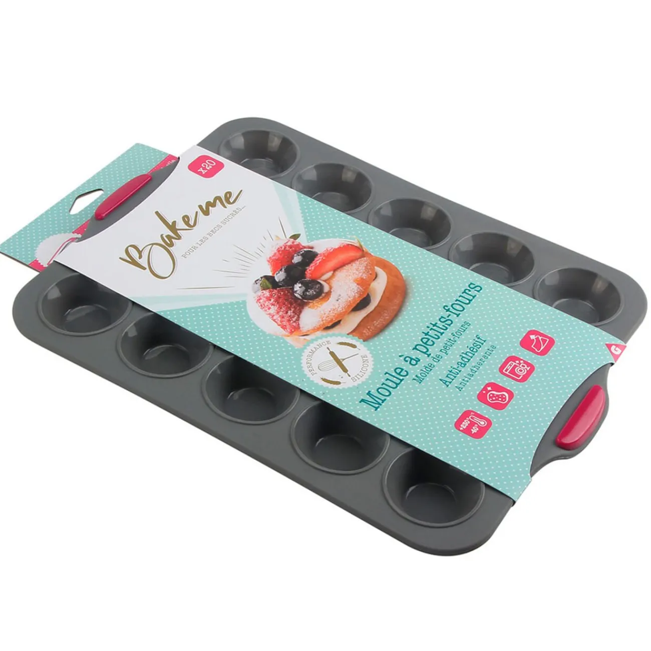 Gifi Moule petit four gris et rouge x20