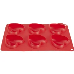 Gifi Moule silicone rouge 6 minis coeurs 3D