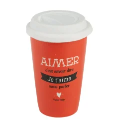 Gifi Mug à emporter rouge blanc mots d amour