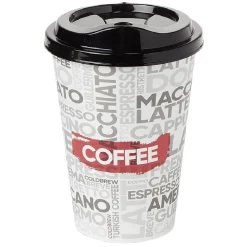 Gifi Mug à motifs couvercle noir 500ml - plastique Ø9xH14cm