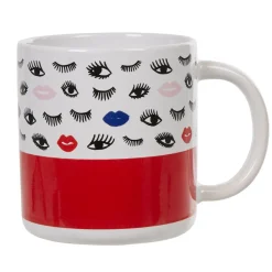 Gifi Mug blanc et rouge motif oeil et bouche