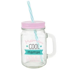 Gifi Mug bocal transparent avec paille