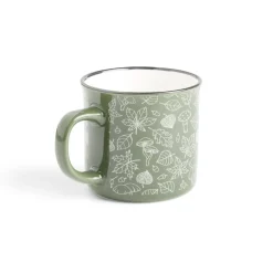 Gifi Mug décor feuille automne en porcelaine vert et blanc 320ml