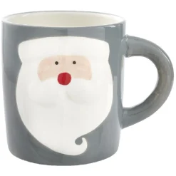 Gifi Mug de Noël gris motif relief père Noël blanc 37 cl