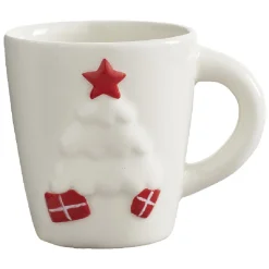 Gifi Mug de Noël motif relief sapin blanc décor rouge 37 cl