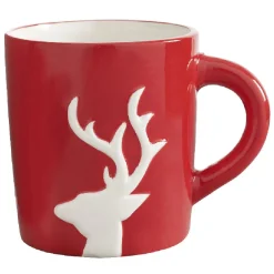 Gifi Mug de Noël rouge motif relief renne blanc 37 cl