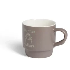 Gifi Mug empilables en céramique motifs et couleurs assorties 300ml - 4 pièces