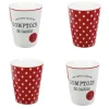 Gifi Mug en porcelaine rouge pois blanc 20 cl x4