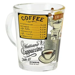 Gifi Mug en verre 31 cl transparent motif Menu Café