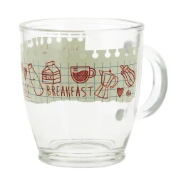 Gifi Mug en verre 38 cl transparent motif bloc note petit déjeuner
